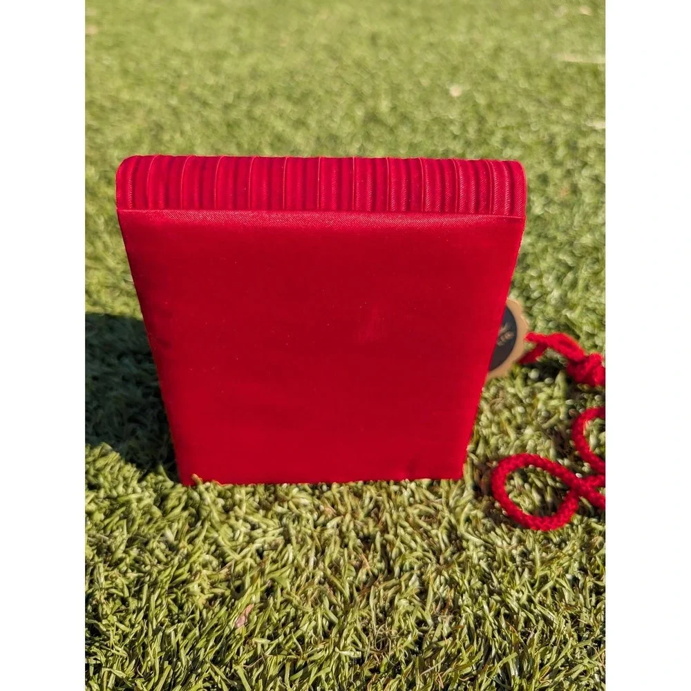 Vintage La Regale‎ Red Pleated Satin Crossbody Evening Bag NWT Coquette Glamour
